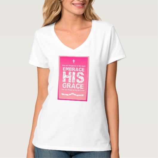 「彼の優美」の女性ピンクのV首包含して下さい Tシャツ (正面)