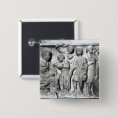 彼の先生に読んでいる男の子を描写するレリーフ、浮き彫り 缶バッジ (正面&裏面)