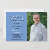 彼の写真を使った40歳の誕生日パーティー招待状 招待状 (正面)