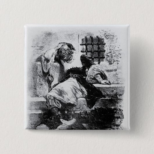 彼の刑務所の鉄のマスクの人 缶バッジ (正面)