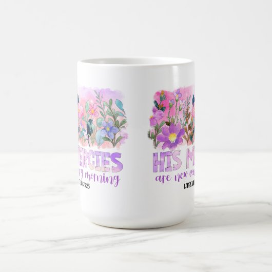 彼の利益は新しいキリスト教の聖書の春の花だ コーヒーマグカップ (中央)