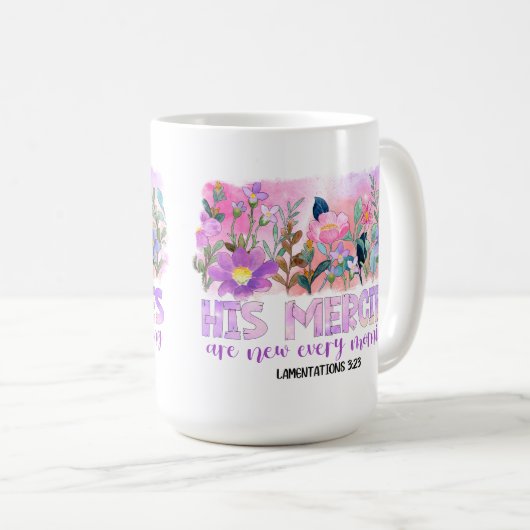 彼の利益は新しいキリスト教の聖書の春の花だ コーヒーマグカップ (正面右)