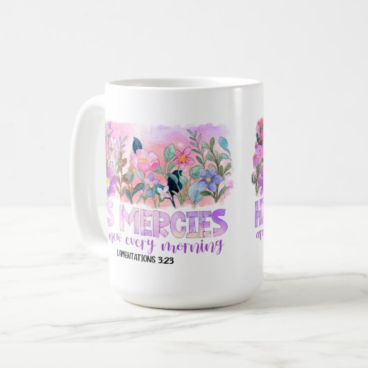 彼の利益は新しいキリスト教の聖書の春の花だ コーヒーマグカップ (正面左)