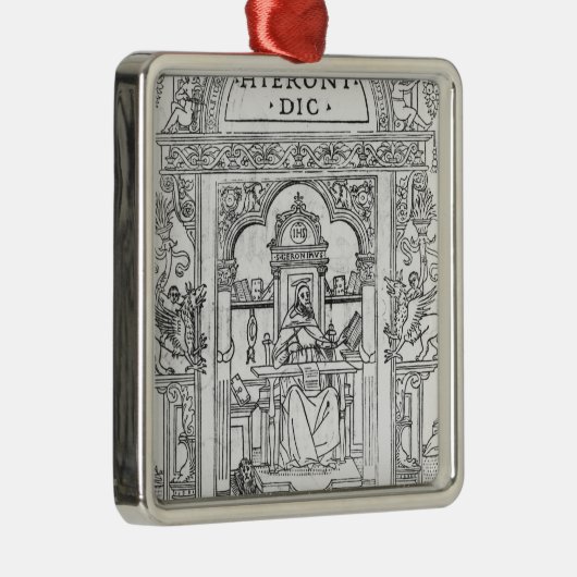 彼の勉強のSt Jerome メタルオーナメント (右)