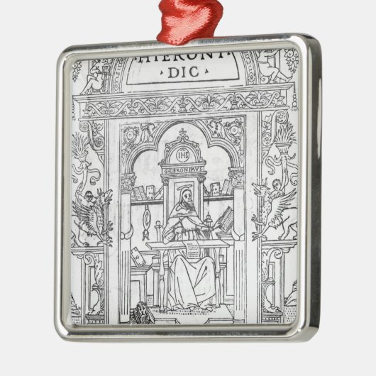 彼の勉強のSt Jerome メタルオーナメント (左)