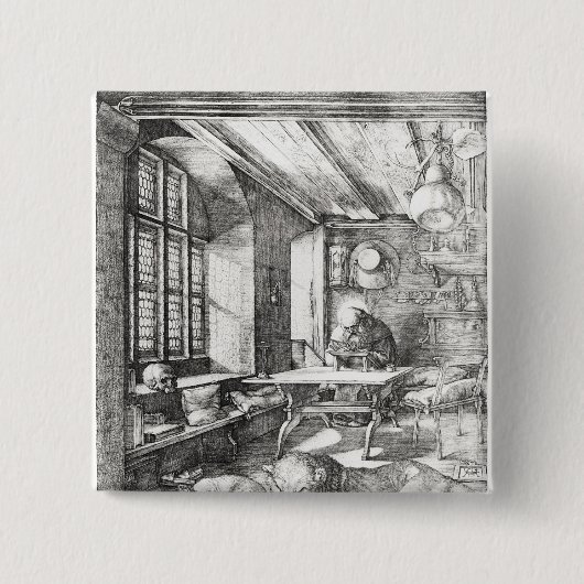 彼の勉強のSt Jerome、1514年 缶バッジ (正面)