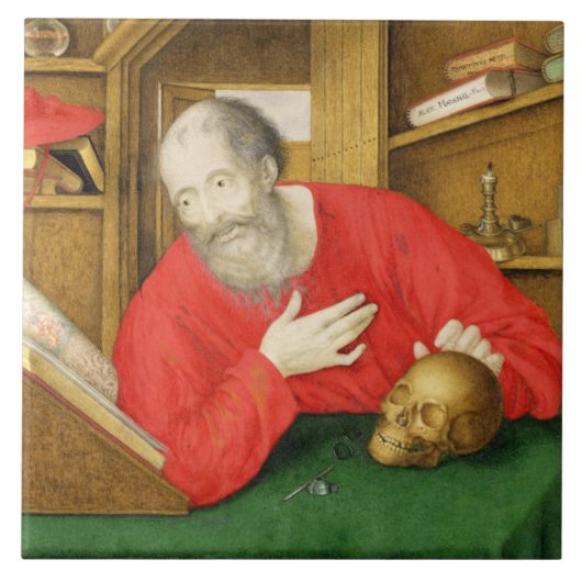 彼の勉強のSt Jerome、1650年(bodycolourおよびw/c タイル (正面)