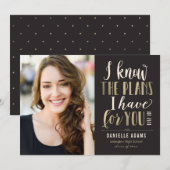 彼の卒業おめでとう！編集可能なカラー卒業発表 案内状 (正面/裏面)