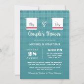 彼の及び彼の|の青及び赤く陽気なカップルのシャワー 招待状 (正面)