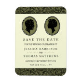 彼の及び彼女の物アールデコのシルエットの結婚式のコレクション マグネット (縦)