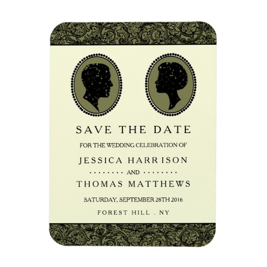 彼の及び彼女の物アールデコのシルエットの結婚式のコレクション マグネット (縦)