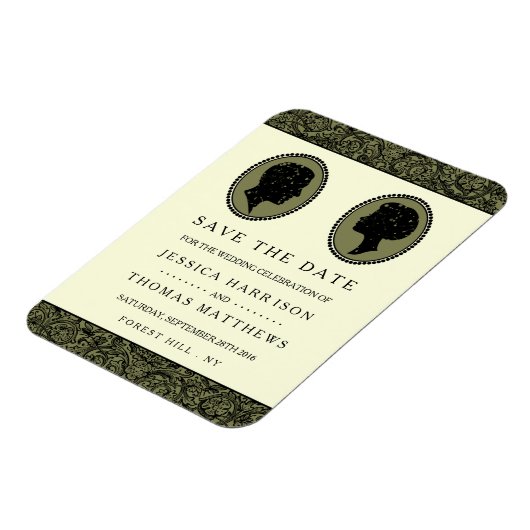 彼の及び彼女の物アールデコのシルエットの結婚式のコレクション マグネット (左側)