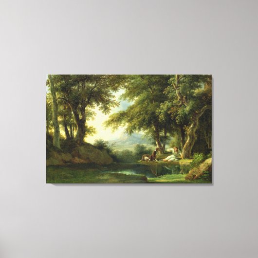 彼の反射に感心した水仙 キャンバスプリント (正面)