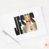 彼の名の中に彼の像を持つイエス 長方形シール (封筒)