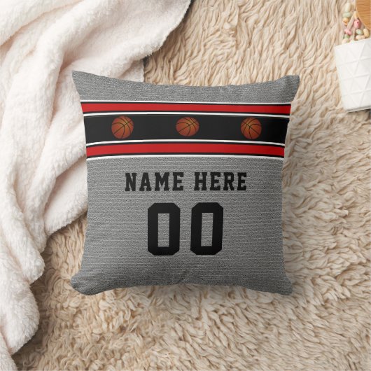 彼の名前および数を用いる灰色のバスケットボールの枕 クッション (ブランケット)