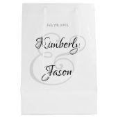 彼の名前と彼女の名前と日付、ブラック＆グレー ミディアムペーパーバッグ (裏面)