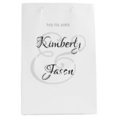 彼の名前と彼女の名前と日付（黒とグレー） ミディアムペーパーバッグ (正面)