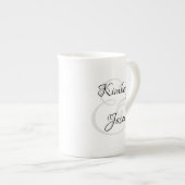 彼の名前と彼女の名前のスクリプト、ブラック＆グレー ボーンチャイナマグカップ (正面右)