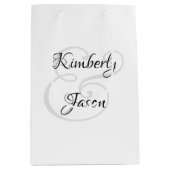 彼の名前と彼女の名前のスクリプト、ブラック＆グレー ミディアムペーパーバッグ (正面)