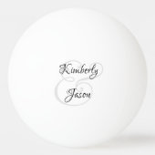 彼の名前と彼女の名前のスクリプト、ブラック＆グレー 卓球ボール (正面)