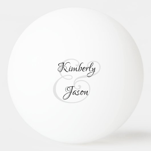 彼の名前と彼女の名前のスクリプト、ブラック＆グレー 卓球ボール (裏面)