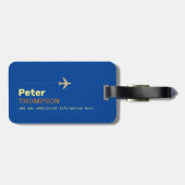 彼の名前の青いロゴ飛行機の荷物タグ ラゲッジタグ (裏面横)