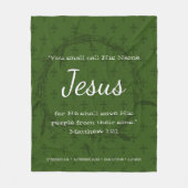 彼の名前をイエスと呼ぶ |グリーンクリスマス聖なる書物、 経典 フリースブランケット (正面)