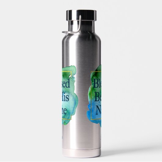 彼の名賛美前に美しい聖書の聖句のカスタム ウォーターボトル (右面)