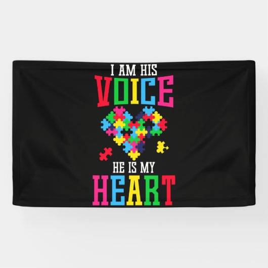 彼の声は私の自閉症ハート認識パズル 横断幕 (横)