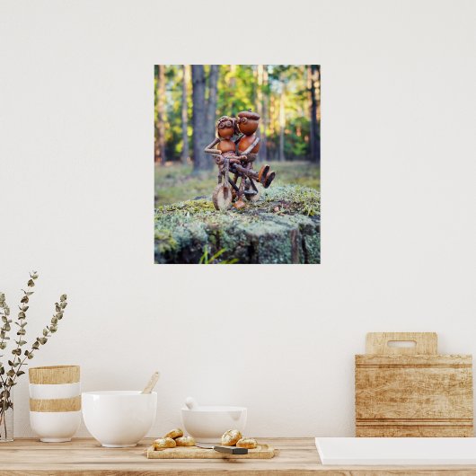 彼の女の子と自転車のポスターの上でアクホーン小妖精や小人 ポスター (キッチン)