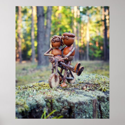 彼の女の子と自転車のポスターの上でアクホーン小妖精や小人 ポスター (正面)