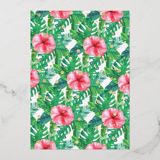 彼の女の子の赤ちゃんシャワーに向かっている小さな野生の人 箔招待状 (裏面)