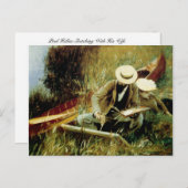 彼の妻とスケッチしているポールHelleu ポストカード (正面/裏面)