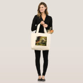 彼の妻とスケッチしているポールHelleu ラージトートバッグ (正面(モデル))