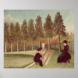 彼の妻1900-05年を絵を描いている芸術家 ポスター