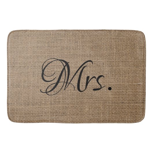 彼の妻-および彼女の物Bride Groom Burlap氏および夫人 バスマット (正面)