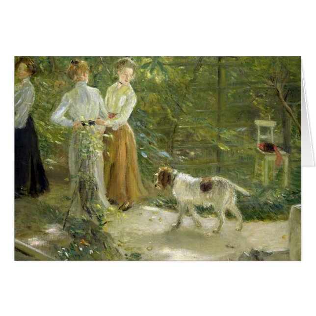 彼の娘が付いている芸術家の庭の眺め (正面横)