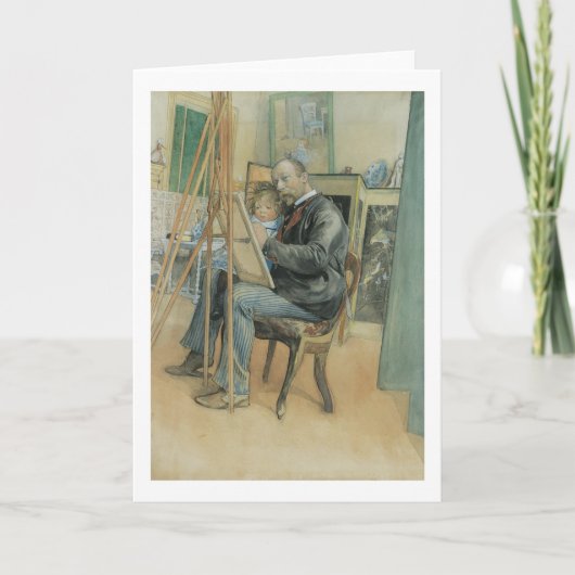 彼の娘とのカールラーションの絵画 カード (正面)
