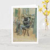 彼の娘とのカールラーションの絵画 カード (黄色い花)