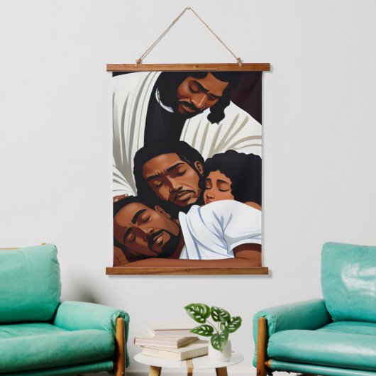 彼の存在の中で休む木製の上に壁のタペストリー 吊り下げ型タペストリー (リビング)