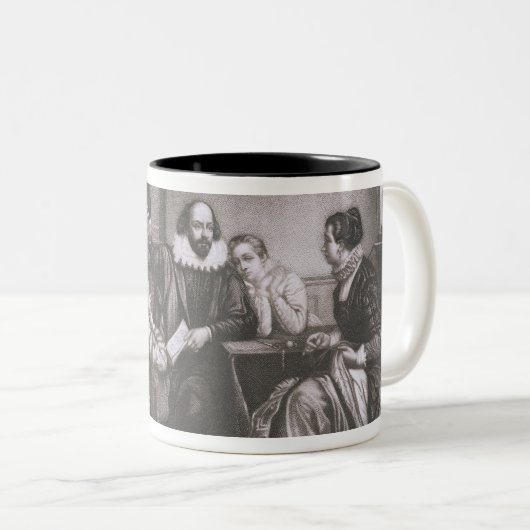 彼の家族を持つシェークスピア、Stratfordで、Recitin ツートーンマグカップ (正面右)