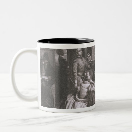 彼の家族を持つシェークスピア、Stratfordで、Recitin ツートーンマグカップ (左)