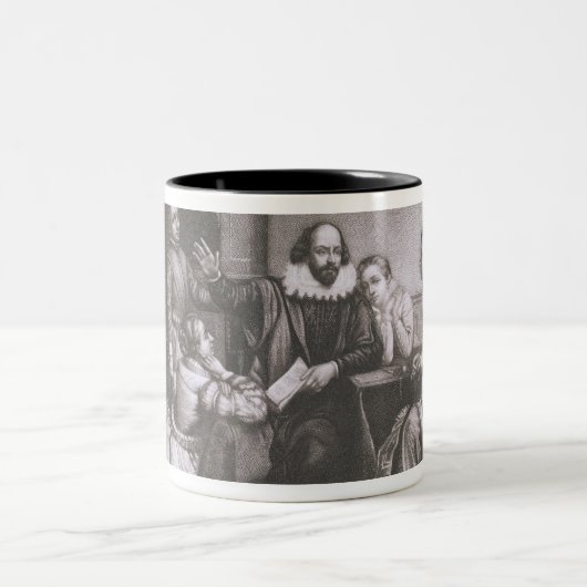 彼の家族を持つシェークスピア、Stratfordで、Recitin ツートーンマグカップ (中央)