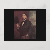 彼の帽子の自画像を持ち上げているエドガー・ドガ ポストカード (正面)