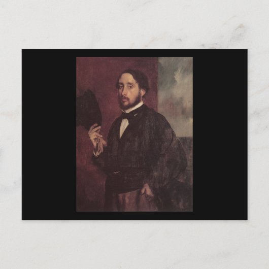 彼の帽子の自画像を持ち上げているエドガー・ドガ ポストカード (正面)