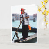 彼の帽子を持つベニスのGONDOLIER カード (黄色い花)