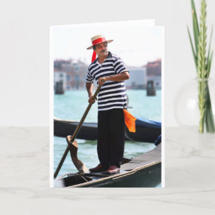 彼の帽子を持つベニスのGONDOLIER カード