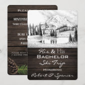 彼の彼の独身パーティスキー旅行の招待状 招待状 (正面/裏面)