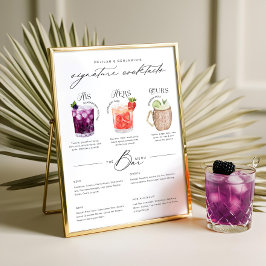 彼の彼女と私たちの水の色の署名カクテルメニュー ポスター