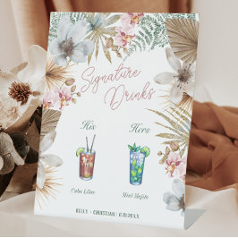 彼の彼女のハバナの夜キューバの署名ドリンク 台座サイン